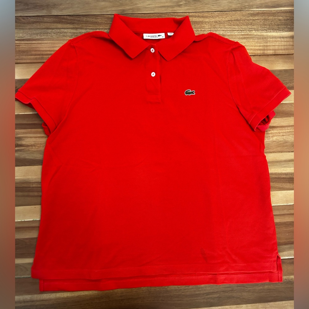 Women’s Lacoste Polo, Red-Orange, Size 42 US 10
